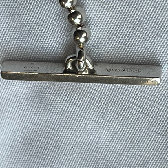 New Authentic Gucci 16” silver interlocking toggle bar Double G necklace - Picture 11 of 14